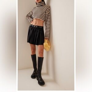 The Frankie Shop Athina Striped Wool-Blend Cropped Turtleneck Sweater